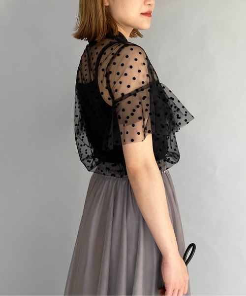 PICCIN(ピッチン)の「フロッキードットチュールフリルシアーブラウス(シャツ/ブラウス・レディース・ブラック・M)」の12枚目の写真