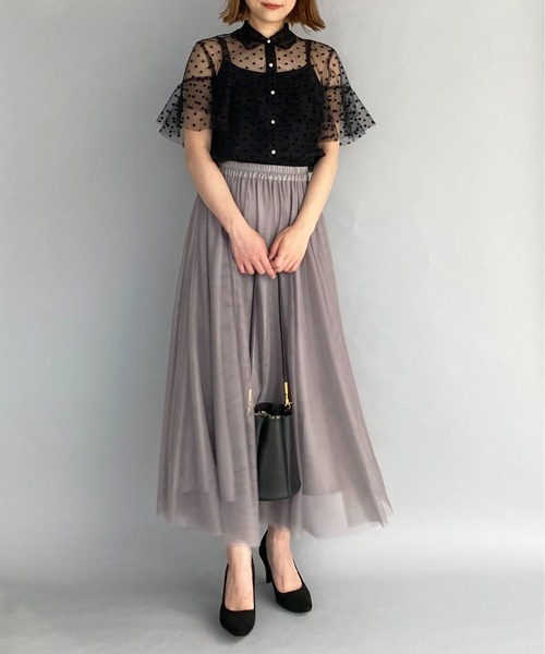 PICCIN(ピッチン)の「フロッキードットチュールフリルシアーブラウス(シャツ/ブラウス・レディース・ブラック・M)」の18枚目の写真