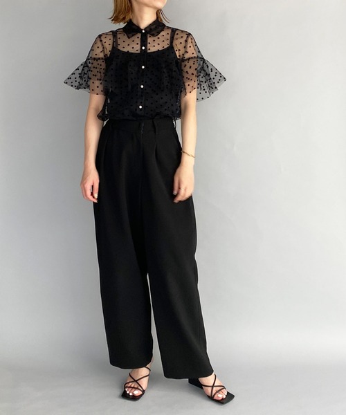 PICCIN(ピッチン)の「フロッキードットチュールフリルシアーブラウス(シャツ/ブラウス・レディース・ブラック・M)」の7枚目の写真