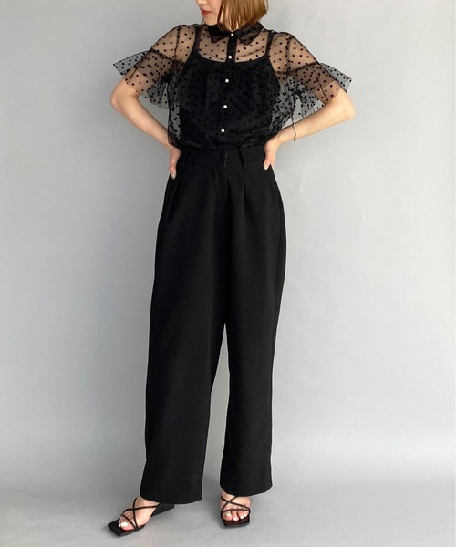 PICCIN(ピッチン)の「フロッキードットチュールフリルシアーブラウス(シャツ/ブラウス・レディース・ブラック・M)」の10枚目の写真