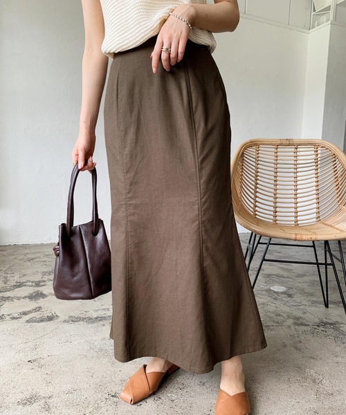 LIAN（リアン）の「リネンブレンドマーメイドスカート（スカート・レディース・アイボリー/ブラック/ブラウン/ベージュ・FREE）」の21枚目の写真