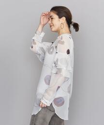 BEAUTY&YOUTH UNITED ARROWS | BY プリントフリルスリーブシャツ -ウォッシャブル-(シャツ/ブラウス)