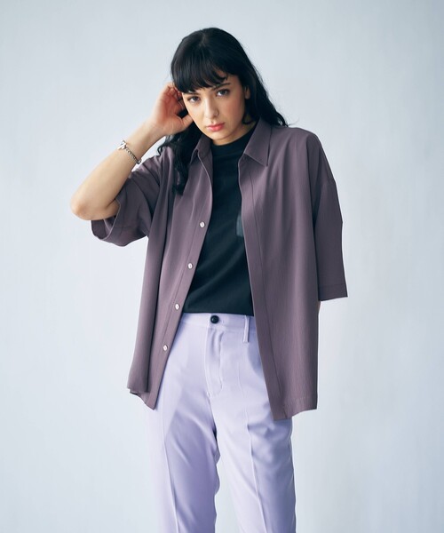 tk.TAKEO KIKUCHI（ティーケータケオキクチ）の「◆シアービッグシャツ（ユニセックスアイテム）（シャツ/ブラウス・メンズ・ブルー/マスタード/パープル系4・01/02/03）」の2枚目の写真