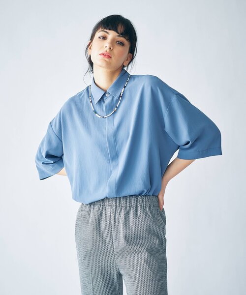 tk.TAKEO KIKUCHI（ティーケータケオキクチ）の「◆シアービッグシャツ（ユニセックスアイテム）（シャツ/ブラウス・メンズ・ブルー/マスタード/パープル系4・01/02/03）」の21枚目の写真