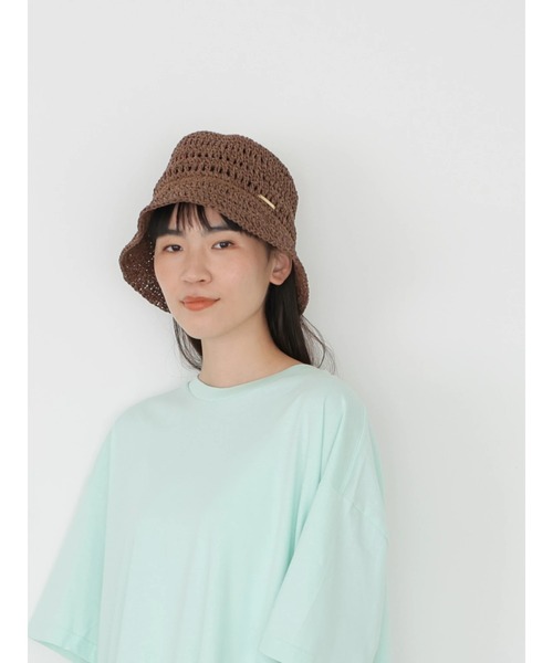 AMERICAN HOLIC（アメリカンホリック）の「ペーパー細編みハット（ニットキャップ/ビーニー・レディース・ブラウン/ナチュラル・FREE）」の8枚目の写真