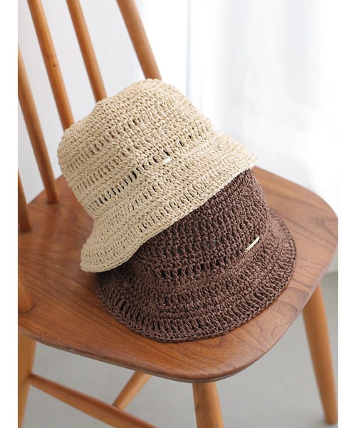 AMERICAN HOLIC（アメリカンホリック）の「ペーパー細編みハット（ニットキャップ/ビーニー・レディース・ブラウン/ナチュラル・FREE）」の7枚目の写真
