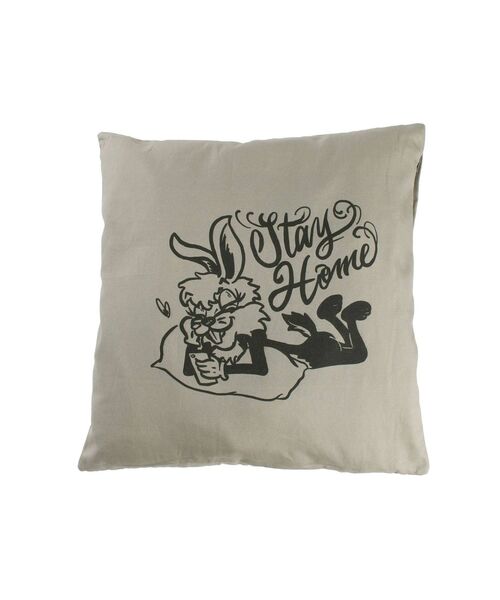 GYDA（ジェイダ）の「STAY HOME HONEY BUNNY クッション（クッション/クッションカバー・レディース・オフホワイト/カーキ・FREE）」の2枚目の写真