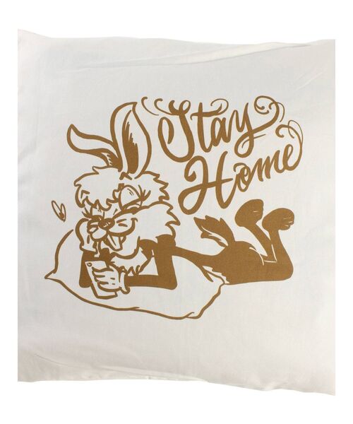 GYDA（ジェイダ）の「STAY HOME HONEY BUNNY クッション（クッション/クッションカバー・レディース・オフホワイト/カーキ・FREE）」の6枚目の写真