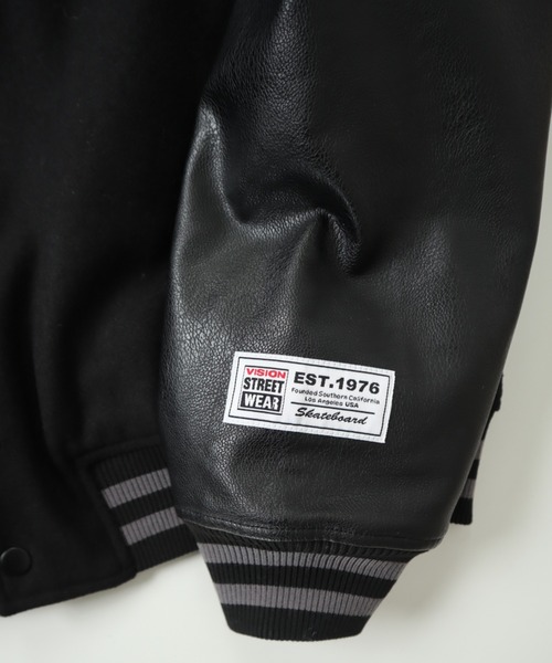 VISION STREET WEAR(ヴィジョンストリートウェア)の「VISION STREET WEAR/ヴィジョンストリートウエア ビッグシルエット バックプリント刺繍 メルトンPUスタジャン(スタジャン・メンズ・ネイビー/グリーン/ブラック/ダークグリーン・LL/L/M)」の13枚目の写真