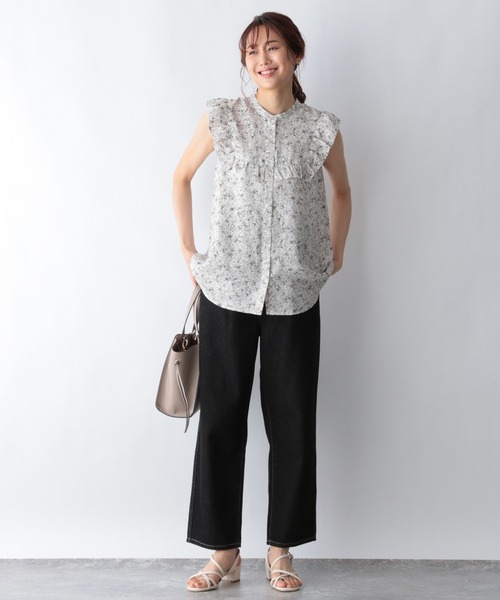 GLOBAL WORK(グローバルワーク)の「フレンチフリルブラウス【MATINEE LINE】/954854(シャツ/ブラウス・レディース・ブラック/オフホワイト/グリーン系その他4・MEDIUM/LARGE)」の8枚目の写真