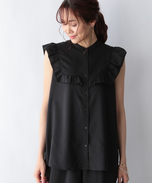 GLOBAL WORK(グローバルワーク)の「フレンチフリルブラウス【MATINEE LINE】/954854(シャツ/ブラウス・レディース・ブラック/オフホワイト/グリーン系その他4・MEDIUM/LARGE)」の6枚目の写真