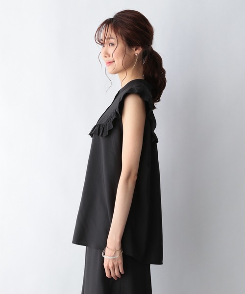 GLOBAL WORK(グローバルワーク)の「フレンチフリルブラウス【MATINEE LINE】/954854(シャツ/ブラウス・レディース・ブラック/オフホワイト/グリーン系その他4・MEDIUM/LARGE)」の22枚目の写真
