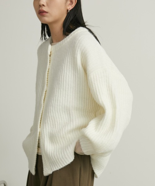 Aunt Marie's（アントマリーズ）の「【ロングセラー！】ミックスボリュームニットカーディガン（カーディガン/ボレロ・レディース・オレンジ/ブラック/アイボリー/グリーン/ライトブルー/スモークピンク/ライトグレー/パープル/レッド/モカ・FREE）」の19枚目の写真