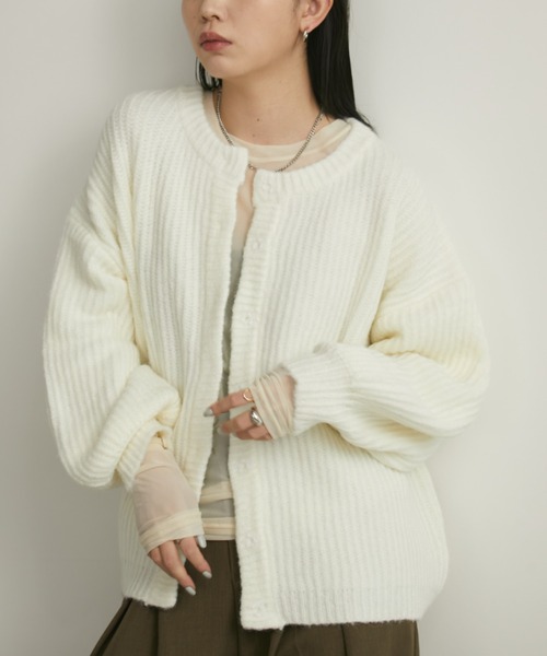 セール】【ロングセラー！】ミックスボリュームニットカーディガン
