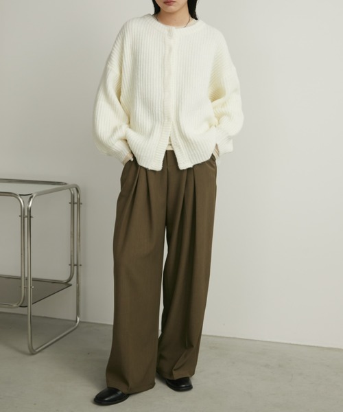 Aunt Marie's（アントマリーズ）の「【ロングセラー！】ミックスボリュームニットカーディガン（カーディガン/ボレロ・レディース・オレンジ/ブラック/アイボリー/グリーン/ライトブルー/スモークピンク/ライトグレー/パープル/レッド/モカ・FREE）」の13枚目の写真