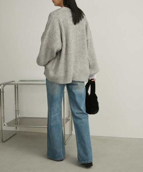 Aunt Marie's（アントマリーズ）の「【ロングセラー！】ミックスボリュームニットカーディガン（カーディガン/ボレロ・レディース・オレンジ/ブラック/アイボリー/グリーン/ライトブルー/スモークピンク/ライトグレー/パープル/レッド/モカ・FREE）」の22枚目の写真