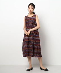 nougatine | 綿100% レトロ幾何学柄 ノースリーブワンピース(ワンピース)