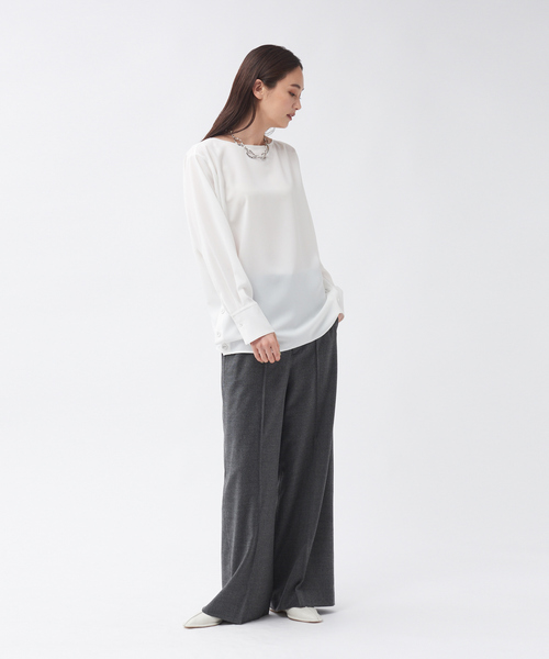 qualite（カリテ）の「サイドボタンTブラウス（シャツ/ブラウス・レディース・オフホワイト/ブラック/ストライプ・フリー）」の11枚目の写真