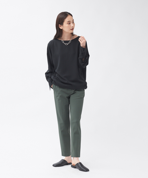 qualite（カリテ）の「サイドボタンTブラウス（シャツ/ブラウス・レディース・オフホワイト/ブラック/ストライプ・フリー）」の9枚目の写真