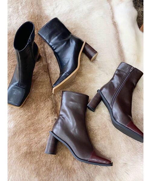 EVRIS（エヴリス）の「バイカラーデザインショートブーツ（ブーツ・レディース・ブラック/ブラウン・SMALL/MEDIUM/LARGE）」の20枚目の写真
