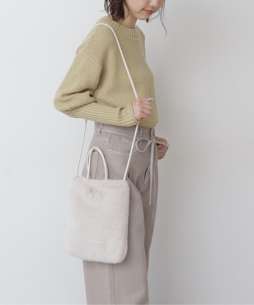 FREE'S MART（フリーズマート）の「◆ミニファーバッグ（ハンドバッグ・レディース・ホワイト/グレー・ﾌﾘ-）」の5枚目の写真