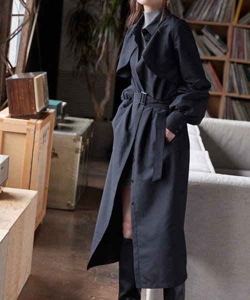 Keeepy(キーピー)の「【Keeepy】volume sleeve layered design shirt dress(シャツワンピース・レディース・ネイビー/ブラウン・FREE)」の2枚目の写真