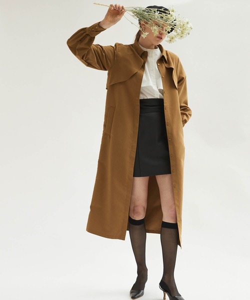 Keeepy(キーピー)の「【Keeepy】volume sleeve layered design shirt dress(シャツワンピース・レディース・ネイビー/ブラウン・FREE)」の6枚目の写真