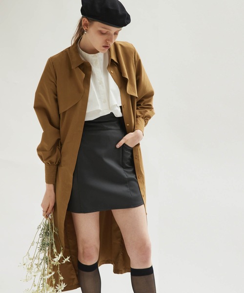 Keeepy(キーピー)の「【Keeepy】volume sleeve layered design shirt dress(シャツワンピース・レディース・ネイビー/ブラウン・FREE)」の9枚目の写真