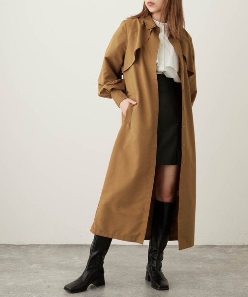 Keeepy(キーピー)の「【Keeepy】volume sleeve layered design shirt dress(シャツワンピース・レディース・ネイビー/ブラウン・FREE)」の15枚目の写真
