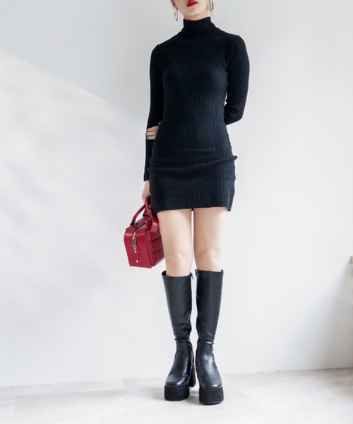 VIVIAN（ヴィヴィアン）の「スクエアトゥ厚底プラットフォームストレッチロングブーツ（ブーツ・レディース・ブラック/ダークブラウン/アイボリー/ブラック系その他3/グレー系その他3/イエロー系その他6・S/M/L/SS/LL）」の13枚目の写真