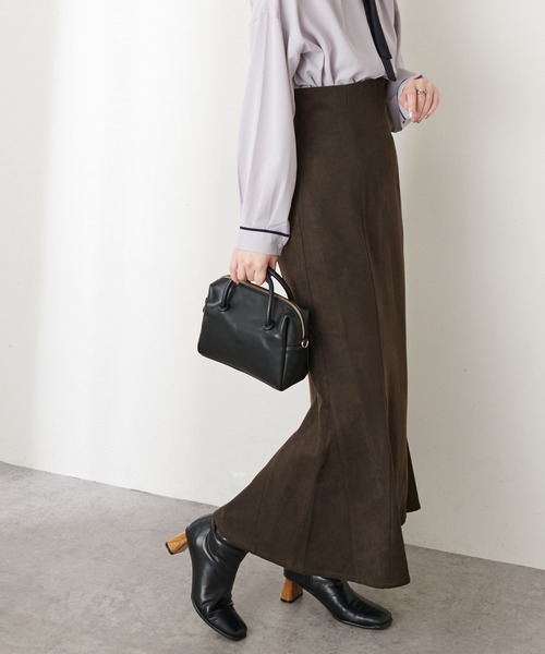 natural couture（ナチュラルクチュール）の「【WEB限定カラー有り】ハイウエストスエードマーメイドスカート Mサイズ（スカート・レディース・アイボリー/スミクロ/モカ/ピンク/その他1/チェック/その他2・MEDIUM）」の3枚目の写真