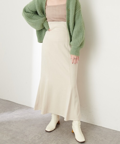 natural couture（ナチュラルクチュール）の「【WEB限定カラー有り】ハイウエストスエードマーメイドスカート Mサイズ（スカート・レディース・アイボリー/スミクロ/モカ/ピンク/その他1/チェック/その他2・MEDIUM）」の2枚目の写真