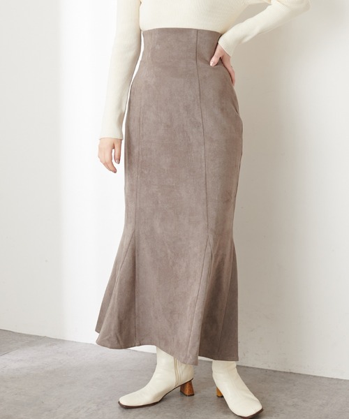 natural couture（ナチュラルクチュール）の「【WEB限定カラー有り】ハイウエストスエードマーメイドスカート Mサイズ（スカート・レディース・アイボリー/スミクロ/モカ/ピンク/その他1/チェック/その他2・MEDIUM）」の4枚目の写真