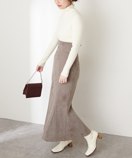 natural couture（ナチュラルクチュール）の「【WEB限定カラー有り】ハイウエストスエードマーメイドスカート Mサイズ（スカート・レディース・アイボリー/スミクロ/モカ/ピンク/その他1/チェック/その他2・MEDIUM）」の19枚目の写真