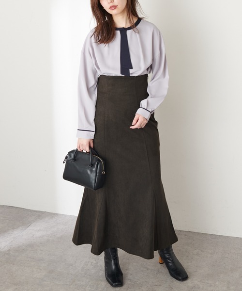 natural couture（ナチュラルクチュール）の「【WEB限定カラー有り】ハイウエストスエードマーメイドスカート Mサイズ（スカート・レディース・アイボリー/スミクロ/モカ/ピンク/その他1/チェック/その他2・MEDIUM）」の15枚目の写真