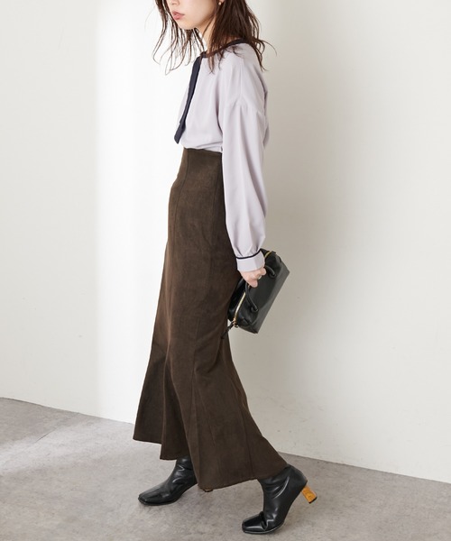 natural couture（ナチュラルクチュール）の「【WEB限定カラー有り】ハイウエストスエードマーメイドスカート Mサイズ（スカート・レディース・アイボリー/スミクロ/モカ/ピンク/その他1/チェック/その他2・MEDIUM）」の14枚目の写真