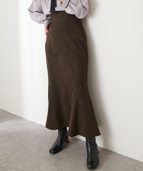 natural couture（ナチュラルクチュール）の「【WEB限定カラー有り】ハイウエストスエードマーメイドスカート Mサイズ（スカート・レディース・アイボリー/スミクロ/モカ/ピンク/その他1/チェック/その他2・MEDIUM）」の13枚目の写真