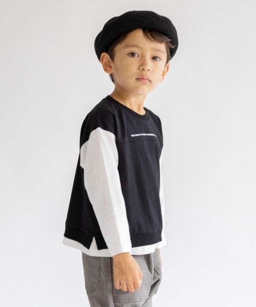 BRANSHES(ブランシェス)の「【ベスト重ね着風】長袖Tシャツ(Tシャツ/カットソー・キッズ・ベージュ/ブラック・100cm/110cm/90cm/150cm/130cm/140cm/120cm)」の2枚目の写真