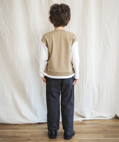 BRANSHES(ブランシェス)の「【ベスト重ね着風】長袖Tシャツ(Tシャツ/カットソー・キッズ・ベージュ/ブラック・100cm/110cm/90cm/150cm/130cm/140cm/120cm)」の4枚目の写真