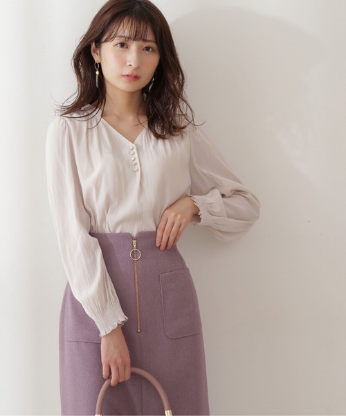 PROPORTION BODY DRESSING(プロポーションボディドレッシング)の「スキッパーブラウス / 1211210003(シャツ/ブラウス・レディース・ホワイト系その他/ピンク/グレー・SMALL/MEDIUM)」の2枚目の写真
