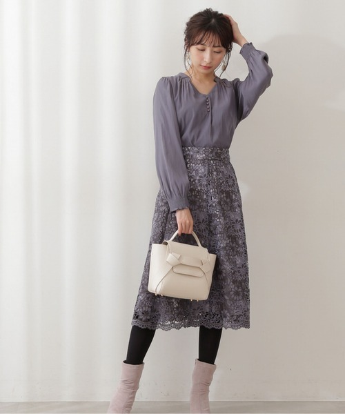 PROPORTION BODY DRESSING(プロポーションボディドレッシング)の「スキッパーブラウス / 1211210003(シャツ/ブラウス・レディース・ホワイト系その他/ピンク/グレー・SMALL/MEDIUM)」の3枚目の写真