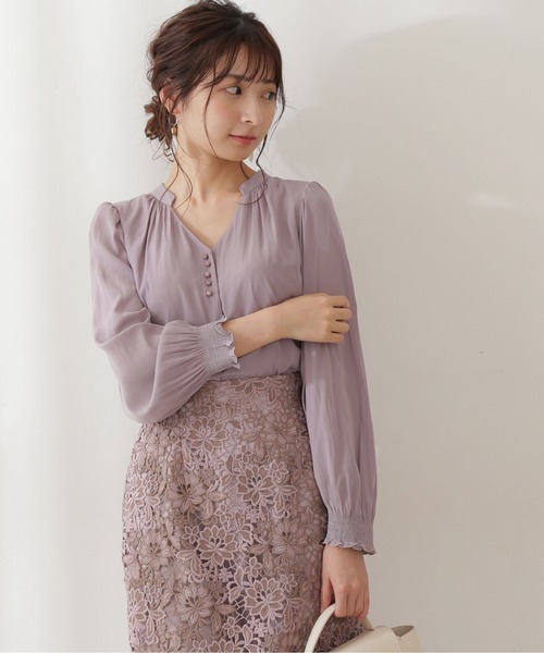 PROPORTION BODY DRESSING(プロポーションボディドレッシング)の「スキッパーブラウス / 1211210003(シャツ/ブラウス・レディース・ホワイト系その他/ピンク/グレー・SMALL/MEDIUM)」の1枚目の写真