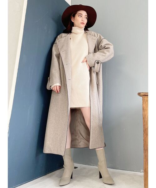 GYDA(ジェイダ)の「タートルネックルーズ ニット ワンピース(ワンピース・レディース・アイボリー/ブラック・FREE)」の12枚目の写真