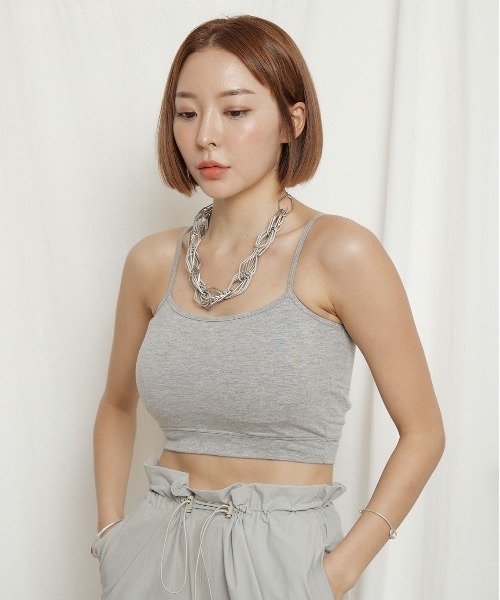 Chaco closet(チャコ クローゼット)の「30天竺ストレスフリーブラトップ キャミパット付き(キャミソール・レディース・ホワイト/ブラック/ベージュ/グレー・FREE)」の4枚目の写真