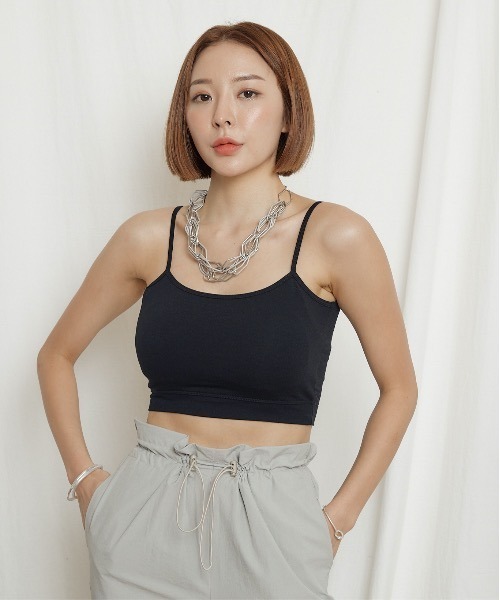 Chaco closet(チャコ クローゼット)の「30天竺ストレスフリーブラトップ キャミパット付き(キャミソール・レディース・ホワイト/ブラック/ベージュ/グレー・FREE)」の6枚目の写真