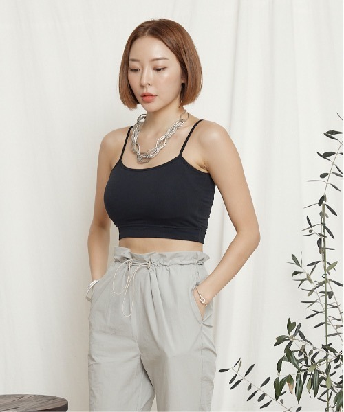 Chaco closet(チャコ クローゼット)の「30天竺ストレスフリーブラトップ キャミパット付き(キャミソール・レディース・ホワイト/ブラック/ベージュ/グレー・FREE)」の9枚目の写真