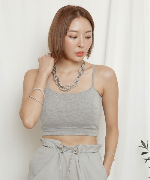 Chaco closet(チャコ クローゼット)の「30天竺ストレスフリーブラトップ キャミパット付き(キャミソール・レディース・ホワイト/ブラック/ベージュ/グレー・FREE)」の10枚目の写真