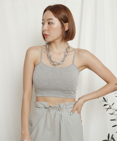 Chaco closet(チャコ クローゼット)の「30天竺ストレスフリーブラトップ キャミパット付き(キャミソール・レディース・ホワイト/ブラック/ベージュ/グレー・FREE)」の11枚目の写真
