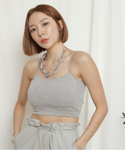 Chaco closet(チャコ クローゼット)の「30天竺ストレスフリーブラトップ キャミパット付き(キャミソール・レディース・ホワイト/ブラック/ベージュ/グレー・FREE)」の12枚目の写真