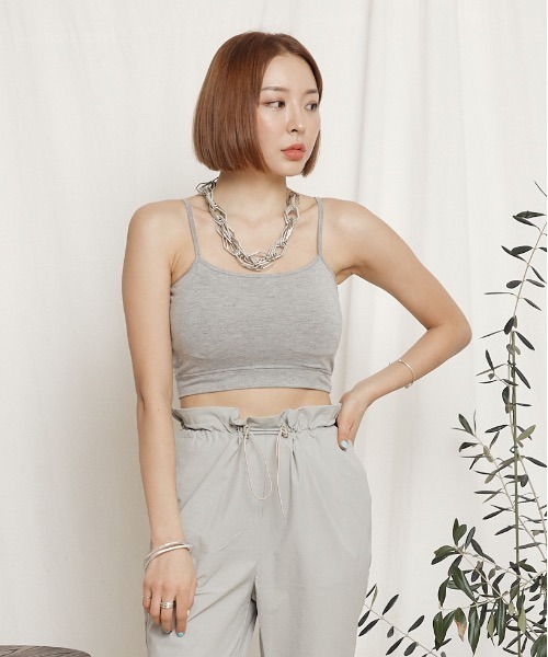 Chaco closet(チャコ クローゼット)の「30天竺ストレスフリーブラトップ キャミパット付き(キャミソール・レディース・ホワイト/ブラック/ベージュ/グレー・FREE)」の14枚目の写真